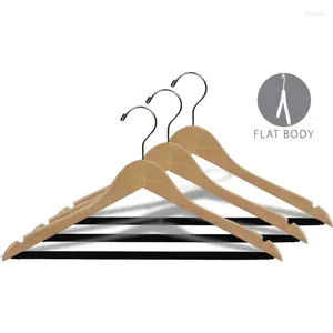 Grucce INTERNATIONAL HANGER in legno naturale con barra antiscivolo per top, abiti o pantaloni, confezione da 25