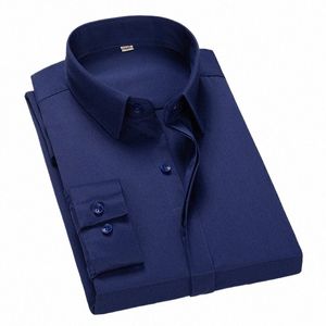 Camisas masculinas Busin Dr Masculino Formal Butt-Down Collar Camisa Fi Estilo Primavera Outono Camisa Casual Masculina Tops S-5XL W04z #