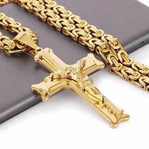 Дизайнерская роскошная цепочка с подвеской в виде креста, мужское и женское ожерелье из 14-каратного золота