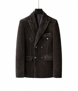 Män casual busin corduroy kostym blazer mens tjock retro dubbel breasted svart kostym kappa skräddarsydd dräkt jacka plus storlek s-4xl y98h#