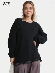 Felpe con cappuccio da donna BPN felpa casual solida per donna girocollo manica lunga fori minimalisti streetwear moda femminile stile primaverile