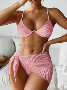 Costume da bagno bikini alto elastico da donna per il 2023 Jacquard con anello Stl Costume da bagno intero da spiaggia Costume da bagno femminile Costume da bagno da donna T240328