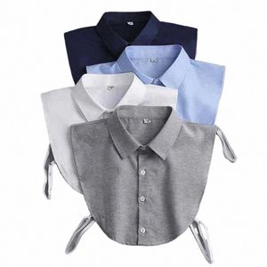 Män kvinnor skjorta falska krageveratile solid löstagbar falsk lapel halvskjorta blus topp fi busin kläder accores 14rt#