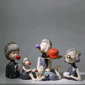 Miniature Nordic ins musica bolla ragazza figurine ornamenti soggiorno tavolino vassoio di frutta stoccaggio accessori creativi per la decorazione della casa