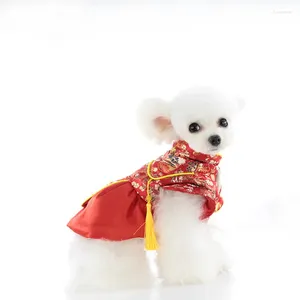 Hundkläder Fashion Chinese Year Coat Warm Dress Bichon York Pomeranian Outwear Schnauzer kläder Små husdjur Tang Suit Dropship