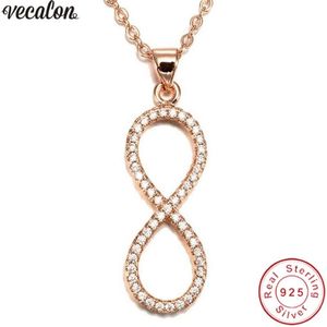 Vecalon Eight Cross Shape pendant 925 Sterling silver 5A zircon Wedding Engagement Pendants with necklace for Women Jewelry242E