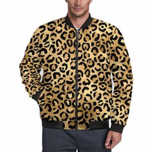 black Gold Leopard Print Jackets Cheetah Animal Windproof Winter Coats Men Street Casual Jacket Outerwear Oversized Windbreak d99V#