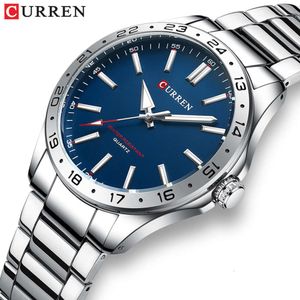 CURREN 8452 Business Steel Band Indicador de 24 horas Relógio casual masculino de quartzo