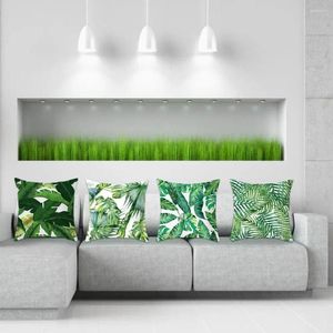 Pillow Comfortable Short Velvet Cover Tropical Palm Leaf Green Plant Pattern Throw Pillowcase Set For Home Decoration Room