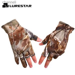 Tactical Gloves Fishing Three-Finger Ice-Silk Silica Gel Anti-Slip Sun Protection Uv For Men Women Camouflage Elastic SBR Cloth YQ240328