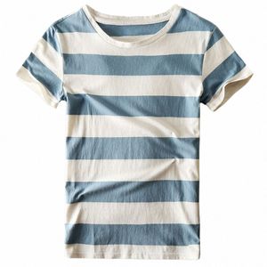 Men Striped T-Shirt Paski Top Tees Mężczyzna Fi krótkie rękaw Niebieski czerwony biały czarny kostium koszulki Cosplay Party x0v4#