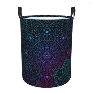 Tvättpåsar Vattentät förvaringspåse Mandala Boho Mosaikplattor Hushållen Dirty Basket Folding Hink Clothes Toys Organizer