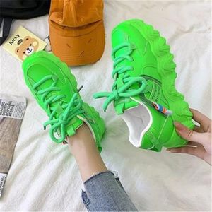 Casual Shoes 2024 Chunky Sneakers Women Wedges Platform Female Lace Up Large Size 36-42 Zapatos Mujer Tenis Green