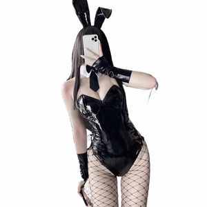 tavşan kız kostüm kadın seksi cosplay iç çamaşırı pu deri tek parça bodysuit mai sakurajima tavşan takım elbise kawaii anime kıyafet v3ia#