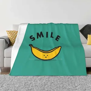 Одеяла с принтом банана, новинка, модное мягкое теплое одеяло с фруктовым лицом, милая, забавная улыбка