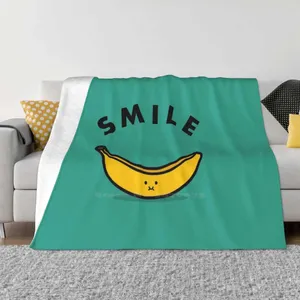 Coperte con stampa di banane, novità alla moda, morbida e calda coperta con frutta, simpatico sorriso divertente