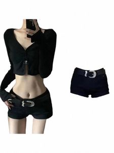 Kvinnors gotiska svart höga midja mini shorts y2k 2000s streetwear shorts koreanska harajuku vintage korta byxor 2000 -tal kläder 2024 x9wa#