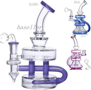 Becher Bong Öl Wasserpfeifen Spirale Perc Glasbrenner Rohr Wasserbongs Recycler Dab Rigs ZigarettenzubehörMit 14 mm