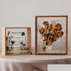 Quadros e molduras quadro 3d flores po 4cm caixa de sombra profunda bouquet display flor caso para festa de casamento decoração memória imagem drop d dhe2x