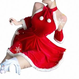 christmas Women Uniform Fancy Dr Santa Claus Cosplay Costume Winter Red Plush Dr Suit Sexy Party Mini Dr Maid Bunny y68w#