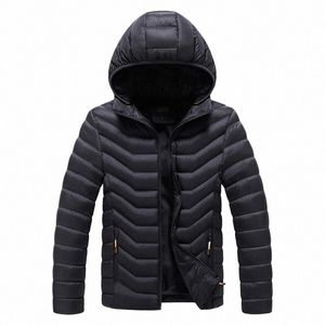 men Winter Warm Casual Jacket Parkas Autumn Fi Streetwear Men Parkas Windproof Thick Hooded Slim Solid Coat D2ii#