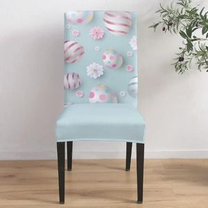 Stol täcker påskägg blommor är rosa blå täcke set kök stretch spandex säte slipcover hem matsal