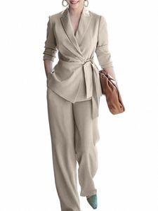 zanzea Fi OL Matching Sets Lg Sleeve Lapel Neck Blazer Wide Leg Pants 2PCS Autumn Casual Loose Suit Elegant Solid Outifit S4ko#