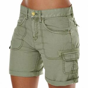 Pantaloncini cargo da donna retrò basic accoglienti Pantaloncini cargo larghi in tinta unita Mini Pant Pantaloncini da spiaggia estivi Butt Pantaloni corti caldi Pantaloni c6RC #