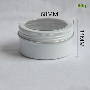 80 ml/2,7 unzen Weiß Leere Runde Tragbare Aluminium Zinn Dosen Flasche mit Fenster Deckel DIY Nachfüllbare Creme Tee metall Aluminium Glas