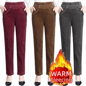 Pelúcia grossa casual calças de lã lápis calças femininas veludo quente cintura alta calças outono inverno leggings calças femininas d9oI #