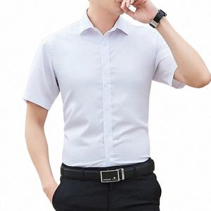 2024 sommer männer Slim Einfarbig Kurzarm Hemd Busin Casual Weißes Hemd Männlich Marke Große Größe 5XL Klassische stil 56Yy #