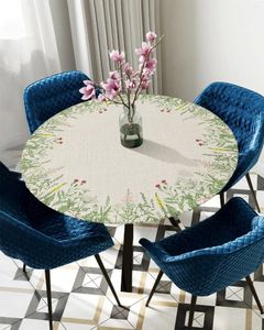 Tavolo stoffa erbacea tovaglia rotonda copertura elastica elastica interno decorazione per la sala da pranzo esterna impermeabile