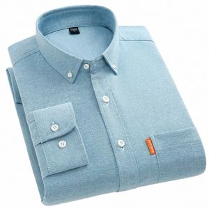 Camisa masculina clássica 100% Cott Oxford tecido respirável confortável wearable fi casual esportes sociais roupas masculinas k0Ao #