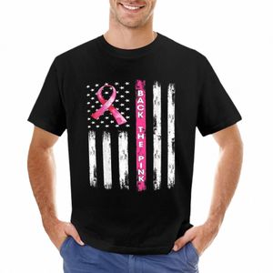 Назад The Pink Ribb Американский флаг Рак молочной железы Aen футболка футболки на заказ простая футболка мужская одежда X7o0 #