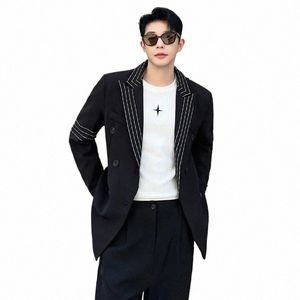 Luzhen coreano na moda blazers casaco masculino 2024 primavera nova ctrast cor emenda design casual terno jaqueta roupas elegantes f0317b h73z #