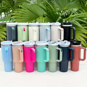 40oz Stainless Steel Tumbler Lid & Straw, Bpa-free, Double Wall Insulated, Heavy-duty with Handle - Keeps Drinks Hot or Cold