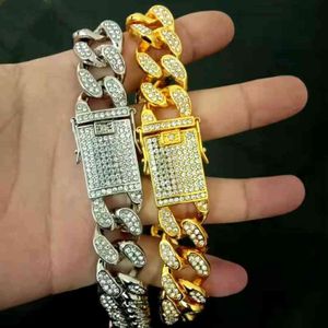 Hip hop fashion 1m Cuba diamond bracelet versatile personality men's necklace women's jewelry2851