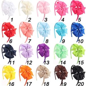 20 Stück / Los Windrad-Haarbänder für Mädchen und Kinder, handgefertigt, einfarbig, harte Satin-Stirnbänder mit Schleifen, Haarschmuck CX200714260o