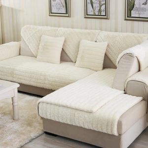 Chair Covers Winter Plush Cushion Fabric Universal Non-slip Sofa Towel Warm Room Decoration Solid Color Couch Mat