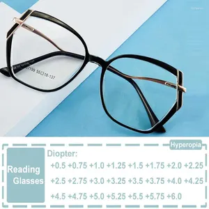 Okulary przeciwsłoneczne retro luksusowe przeciw niebieskie światło metalowe wielokąty kwadratowe okulary do czytania dla damskich gumy okularów powiększanie presbyopowych okularów