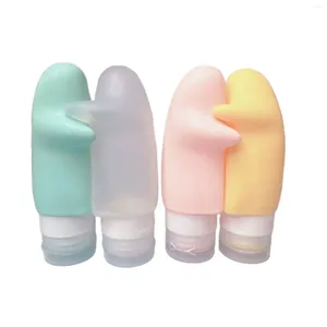 Lagringsflaskor 4st 90 ml Mini Portable Refillable Dispenser Squeezable Silicone Travel Bottle Reanvändbar mjuk för toalettartiklar Hem El Lotion