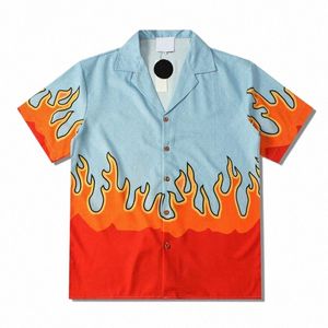 Dark Ic Flame Polo Men Summer Materiale sottile Beach Beach Shirts Hawaiian Shirt vintage K6BP#