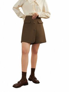 Душу Британские винтажные ветровые универсальные брюки-кюлоты с высокой талией Женские осенне-зимние новые стильные повседневные однотонные женские шорты s72R #