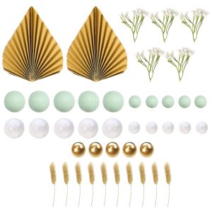 Albums 42pcs/set Toppers Diy Insert Leaf Flower Cake Decoration Artificial Dessert Round Ball Multifunctional Ornament Cupcake Wedding