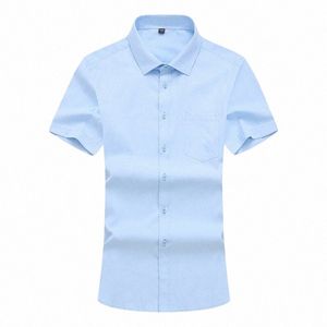 2020 camisas de verão para homens manga curta turn-down colarinho fino ajuste bolso fi busin formal dr camisas roupas do homem 90B2 #
