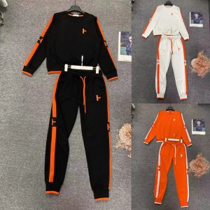 Marca de designer ternos femininos definir agasalho para suas roupas laranja esporte moletom com capuz algodão clássico carta pachwork geometria preto branco moletom jogger