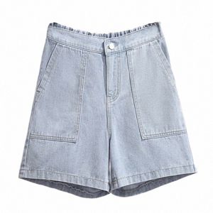Shorts feminino plus size conforto cintura bermuda curta solta casual estilo perna larga shorts jeans com bolso 3xl 4xl ouc1530 q5rh #