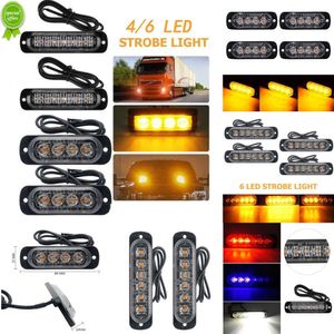 Uppgradera ny Ultra Thin 4-chipsbil Led Strobe Emergency Light Grill Breakdown Auto blinkar för SUV Truck Motorcykel 12-24V LIGHBA