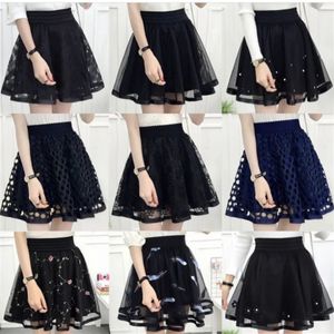 Spring Summer Women Skirt Sexy Lace Mesh Hollow Out Slim Bodycon Tight Aline Elegant Transparent Black White 240328