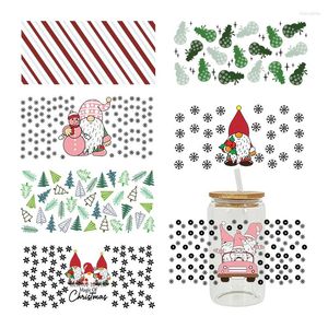 Window Stickers Christmas Theme 3D UV DTF Transfer Sticker For The 16oz Libbey Glasses Wraps Cup Can DIY Waterproof Easy D5192